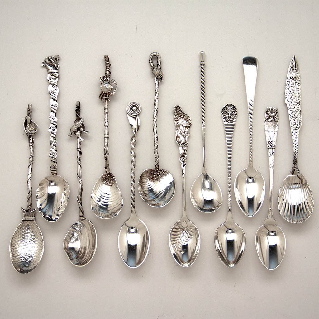 Gorham Rare Original Set of 12 Antique Sterling Silver Five O'clock Tea Spoons, Providence, RI, c. 1888