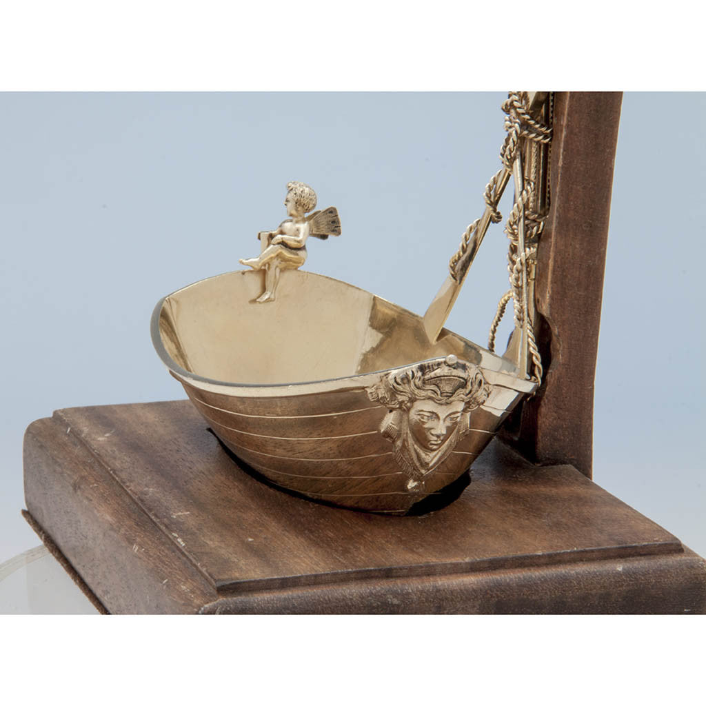 Applied mask on George Sharp Antique Sterling Silver Figural Presentation Ladle, Philadelphia, PA, 1869