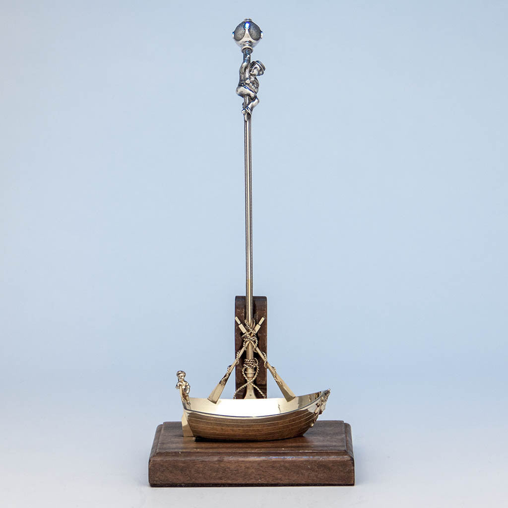 George Sharp Antique Sterling Silver Figural Presentation Ladle, Philadelphia, PA, 1869