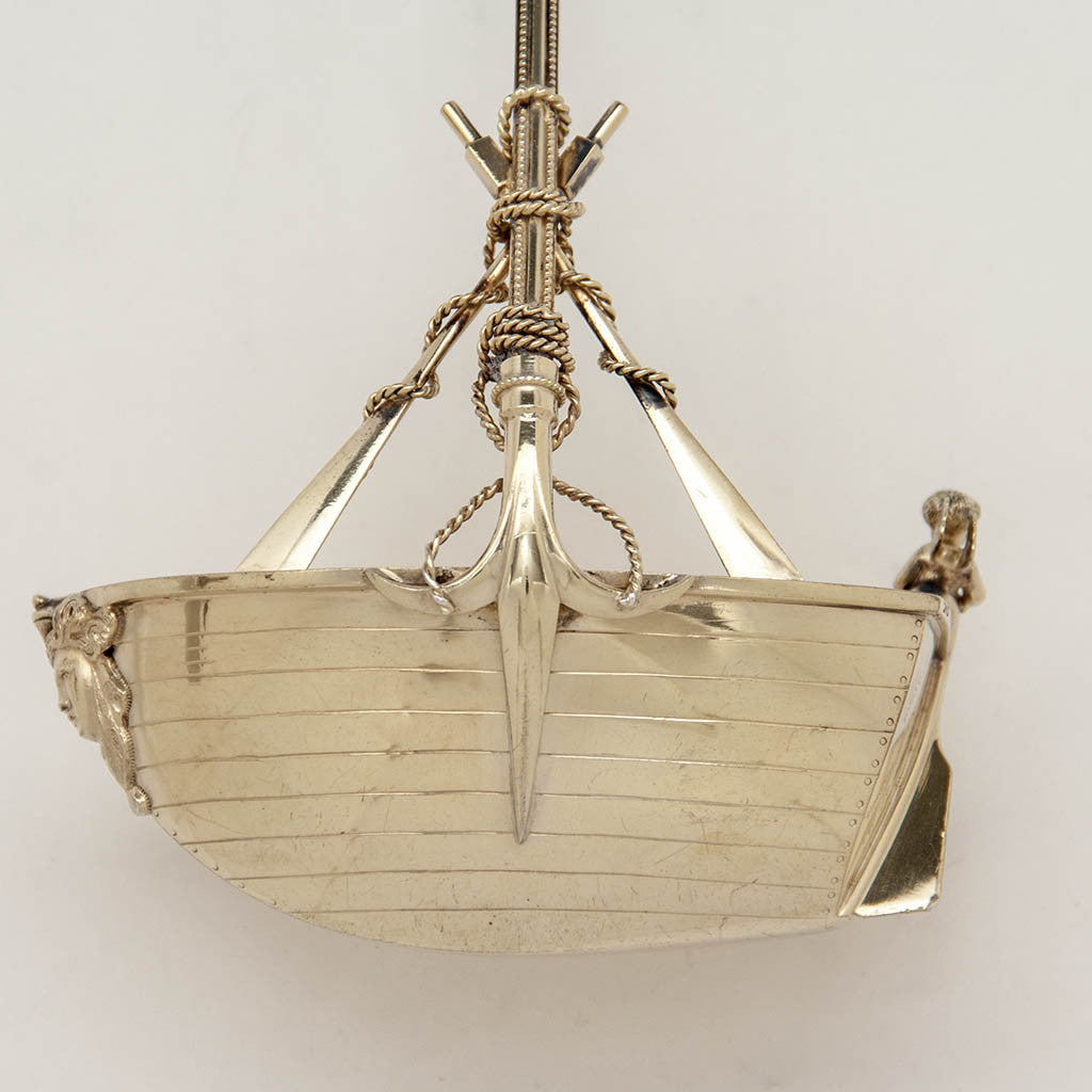 Back of bowl of George Sharp Antique Sterling Silver Figural Presentation Ladle, Philadelphia, PA, 1869