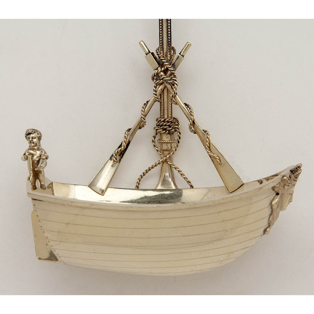 Front side of bowl of George Sharp Antique Sterling Silver Figural Presentation Ladle, Philadelphia, PA, 1869