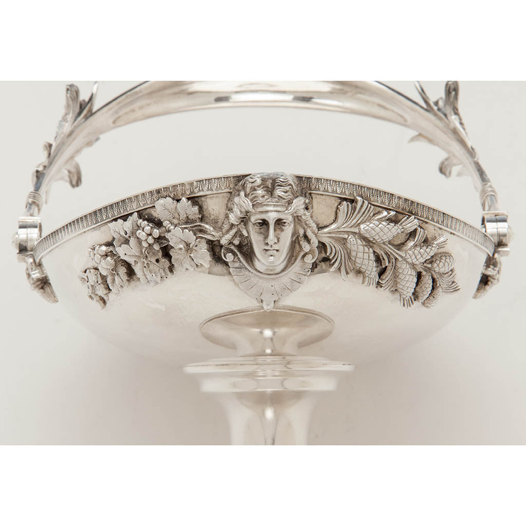 Applied castings on Pair of Tiffany &amp; Co Antique Sterling Silver Figural Baskets, New York City, c. 1873-75