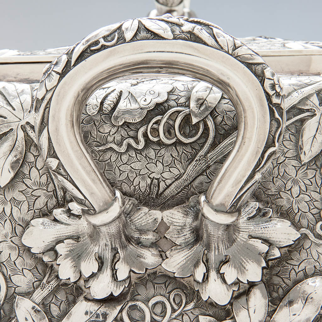 Handle to Dominick &amp; Haff Antique Sterling Silver Aesthetic Movement Covered Tureen, New York City, 1881
