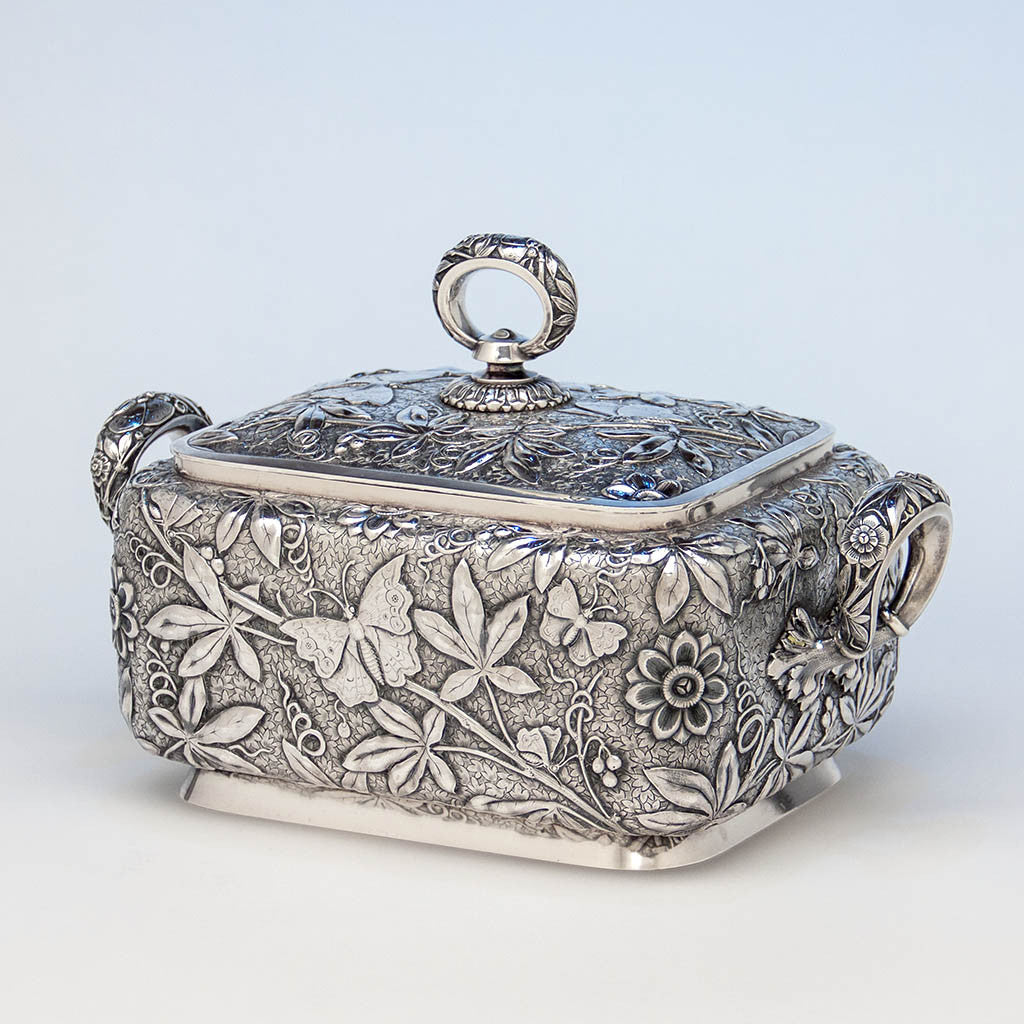 Dominick & Haff Antique Sterling Silver Aesthetic Movement Covered Tureen, New York City, 1881