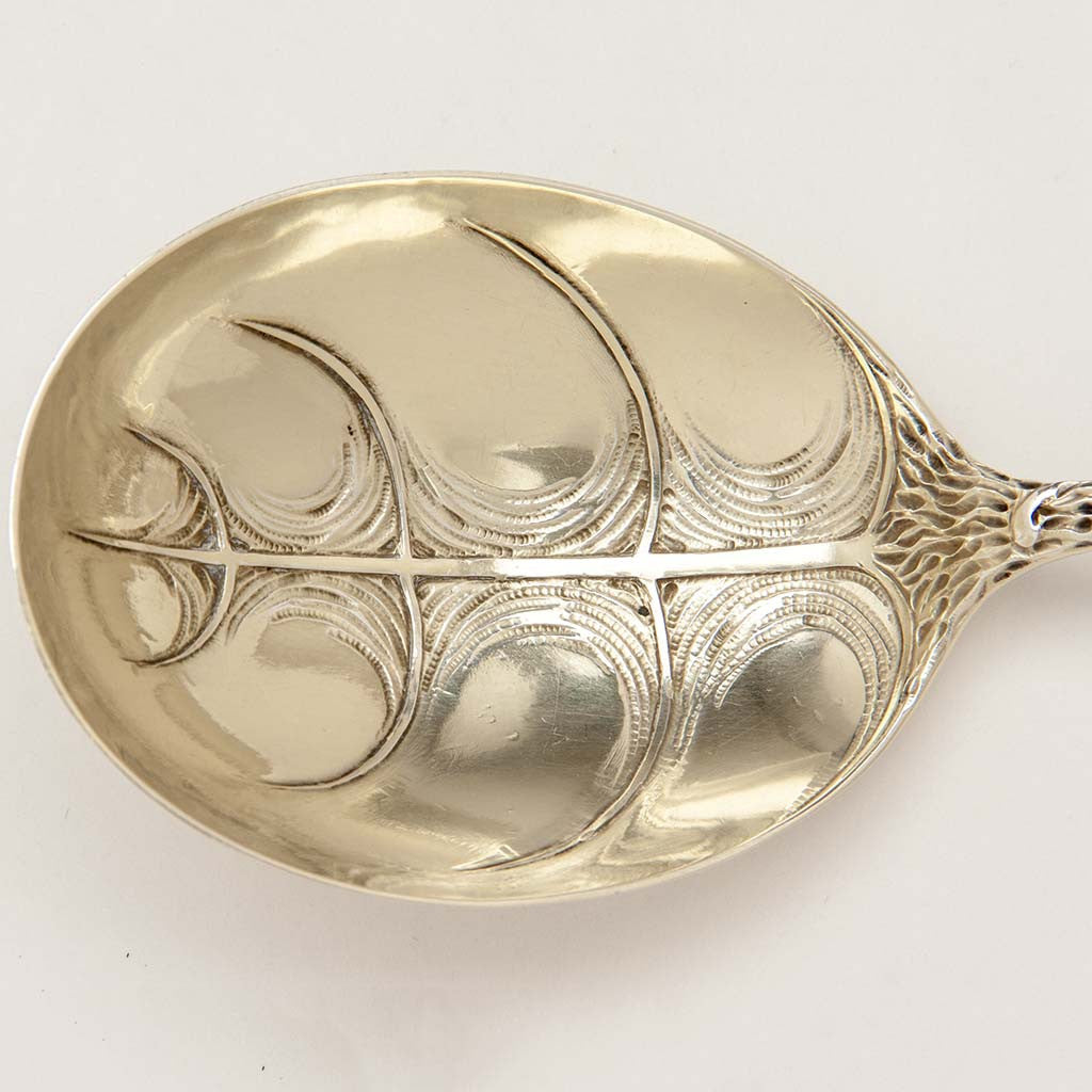 Spoon bowl of George Shiebler Aesthetic Design Antique Sterling Silver and 14k Gold Salad Serving Set, New York City, c. 1880&#39;s