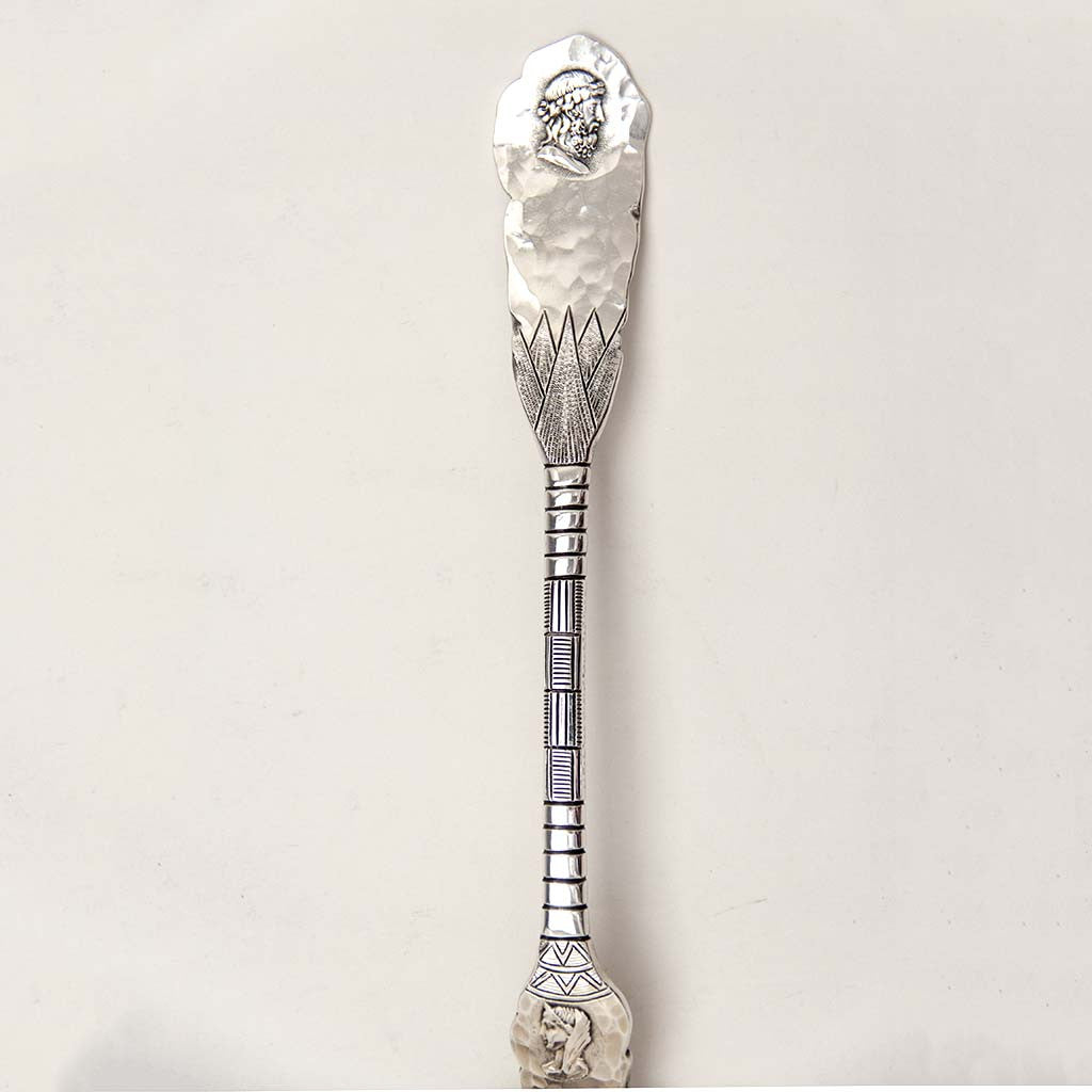Handle to Shiebler &#39;Homeric&#39; (Medallion) Antique Sterling Silver Large Serving Spoon, New York City, c. 1880&#39;s