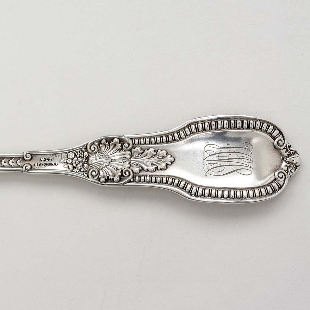 Monogram on Gorham &#39;Mythologique&#39; Pattern Antique Sterling Silver Flatware Service, Providence, RI, c. 1900, Retailed by J. E. Caldwell, Philadelphia, PA