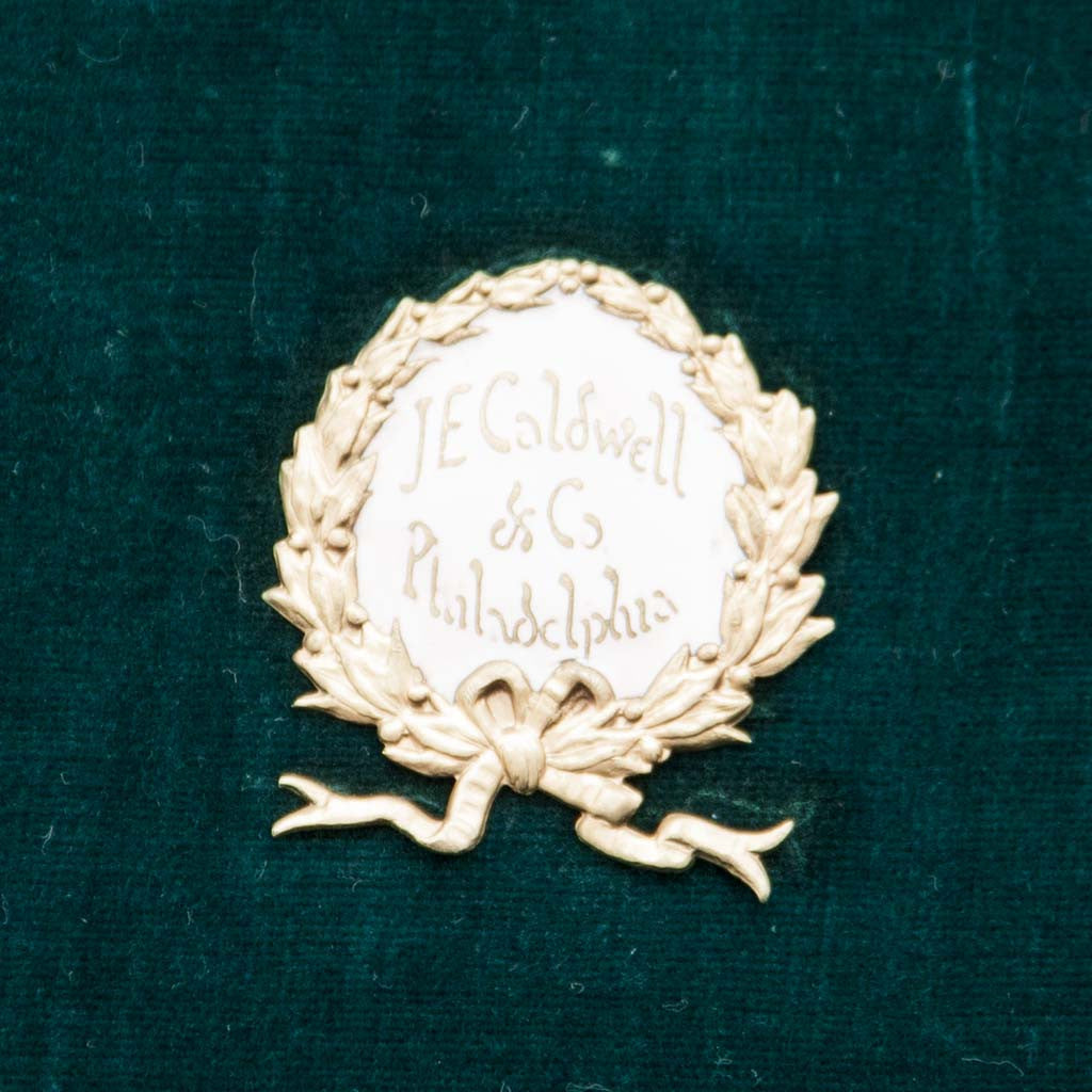 Porcelan plaque on box to Gorham &#39;Mythologique&#39; Pattern Antique Sterling Silver Flatware Service, Providence, RI, c. 1900, Retailed by J. E. Caldwell, Philadelphia, PA