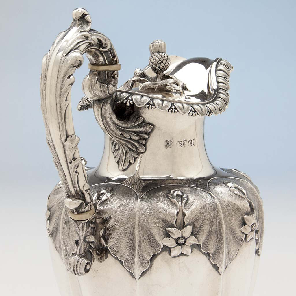 Handle to Edward, Edward Jr, John &amp; William Barnard William IV Sterling Presentation Ewer or Hot Beverage Jug by, London, 1835/36