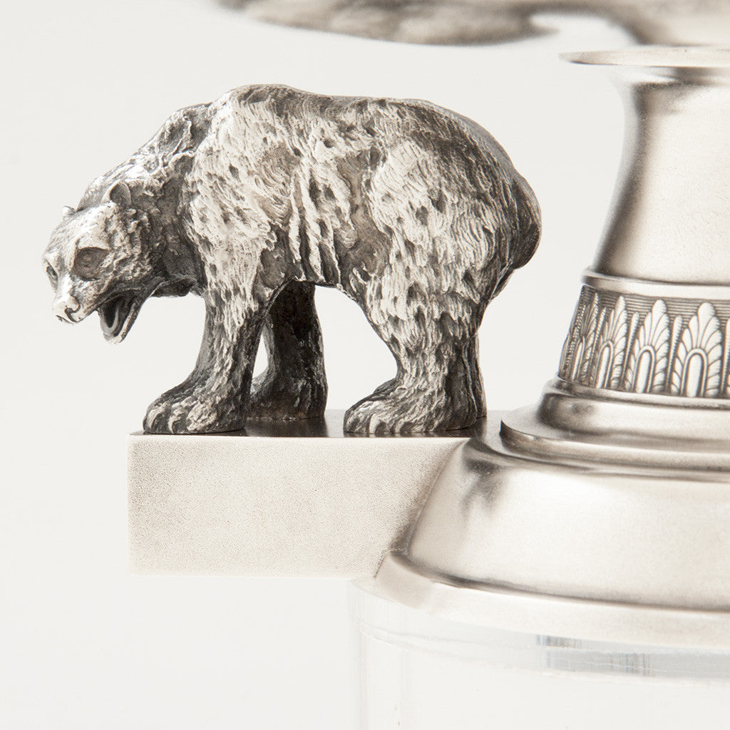 Bear closeup on Tiffany &amp; Co./ Edward C. Moore Antique Sterling Silver Figural Ice Bowl, New York City, c. 1873