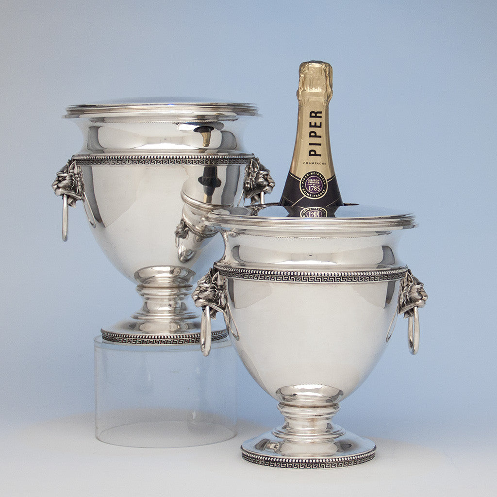 Tiffany & Co./ John C. Moore Pair of Antique Sterling Silver Wine Coolers, New York City, 1856-70