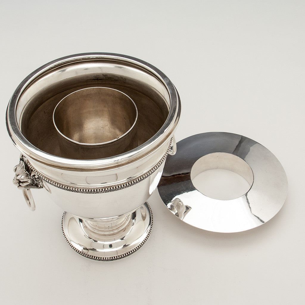 Interior of Tiffany &amp; Co./ John C. Moore Pair of Antique Sterling Silver Wine Coolers, New York City, 1856-70