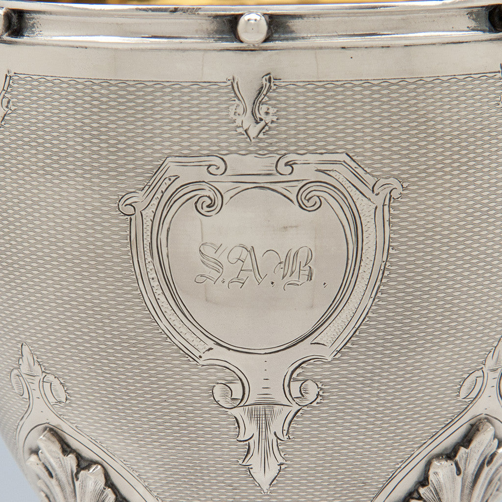 Engraving on Gorham Antique Coin Silver Covered Sugar Bowl, Providence, RI, 1859 of Rhode Island historical interest