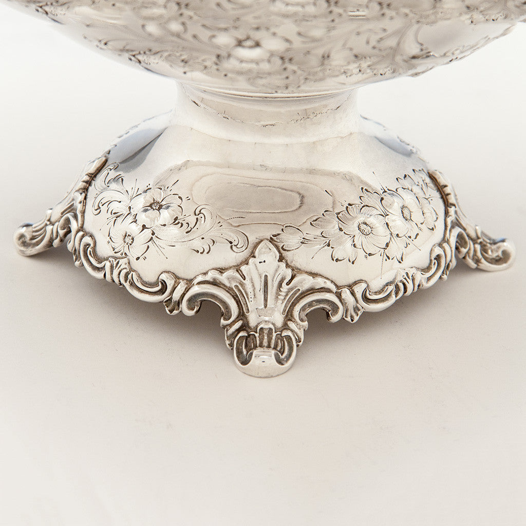 Base of William Gale &amp; Son Antique Coin Silver Fruit or Centerpiece Bowl, New York City, 1856