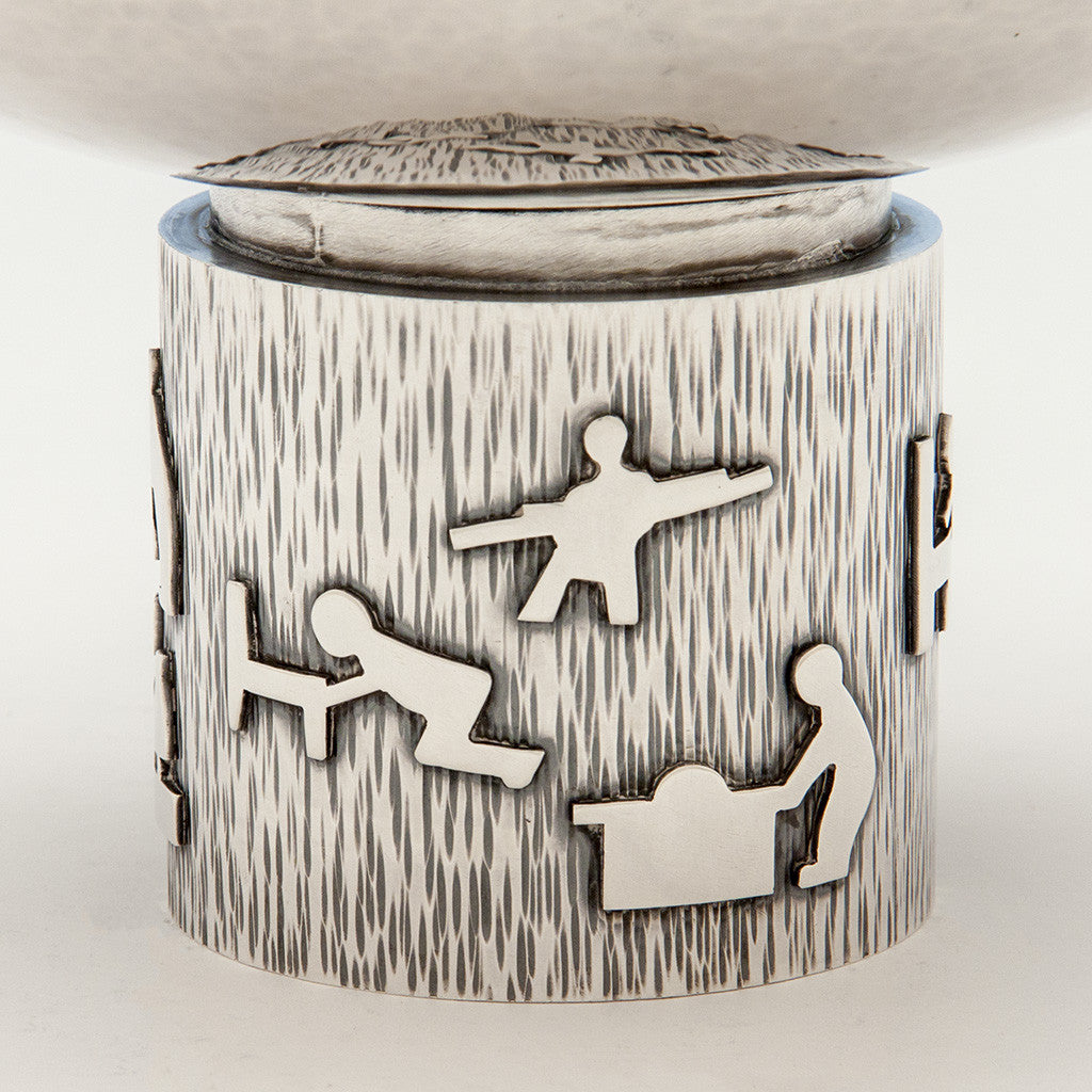 Applied Figures on Hans Christensen Modern Sterling Silver Presentation Compote, Rochester, New York, c. 1976
