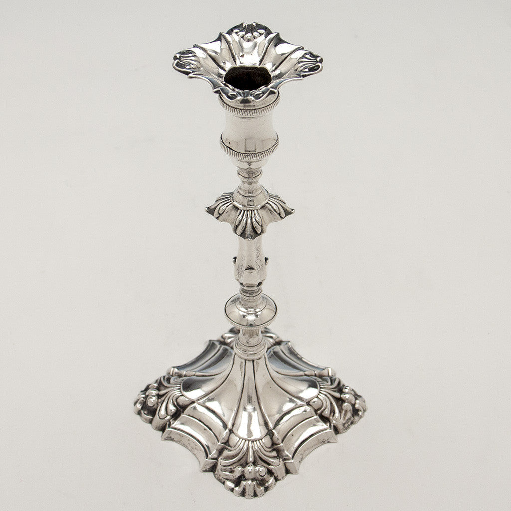 Single example of William Cafe Set of 4 George II Sterling Silver Candlesticks, London 1762/63