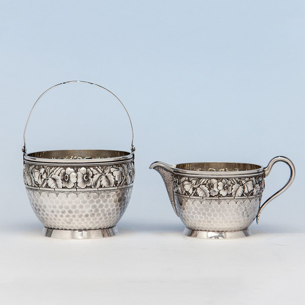 Durgin Antique Sterling Silver Creamer & Sugar, Concord, NH, c. 1880's