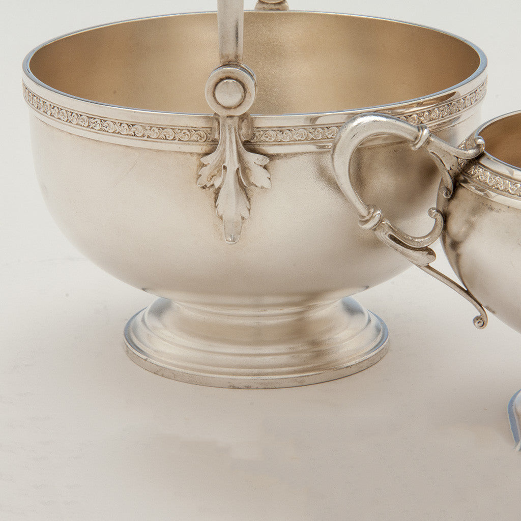 Handles to American Antique Sterling Creamer and Sugar, retailed by DH Buell, Hartford, CT, c. 1875