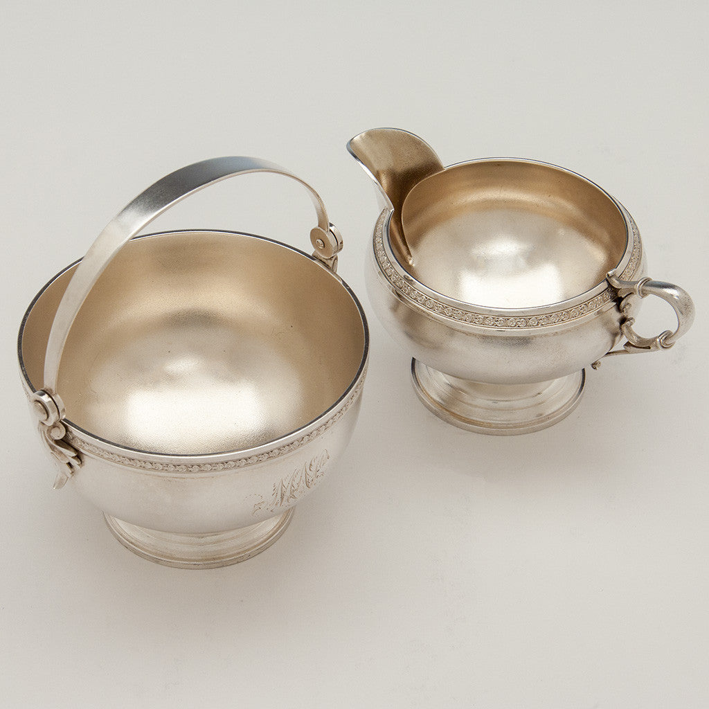 Interior of American Antique Sterling Creamer and Sugar, retailed by DH Buell, Hartford, CT, c. 1875