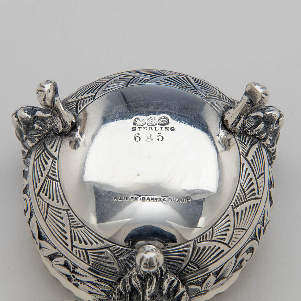 Marks on Peter Krider Sterling Repousse Pair of Salt Cellars, Philadelphia, PA, c. 1878-94