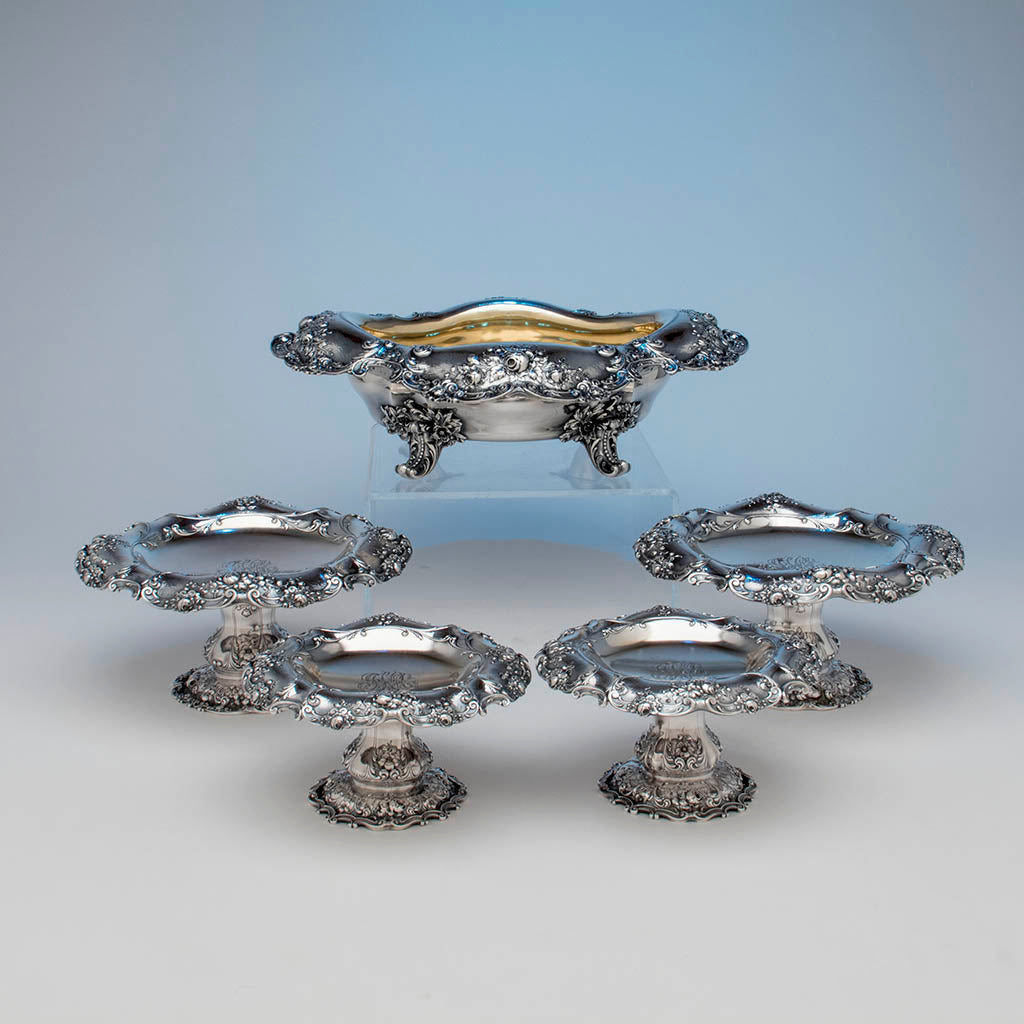 Gorham Antique Sterling Silver 'Special Order' Garniture Suite, Providence, RI, 1900