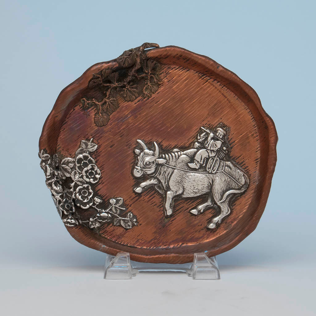 Gorham Antique Silver and Copper Japonesque Tray, Providence, RI, 1882
