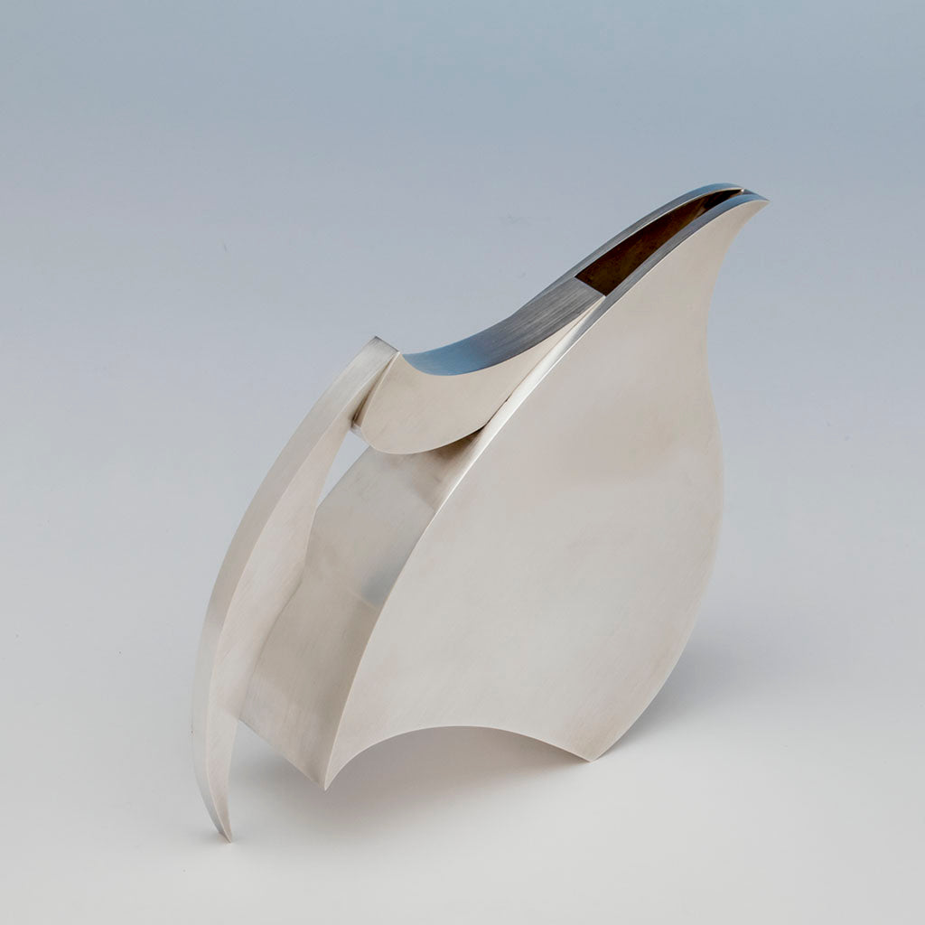 Angle view of Matthew S. Morrow Modern Sterling Pitcher, Lubbock, TX, c. 1991
