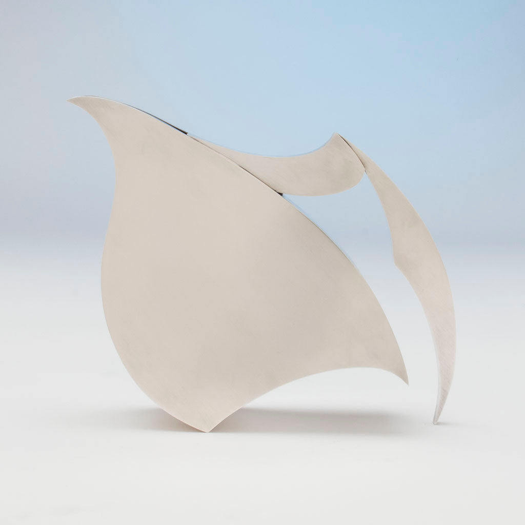 Side view of Matthew S. Morrow Modern Sterling Pitcher, Lubbock, TX, c. 1991