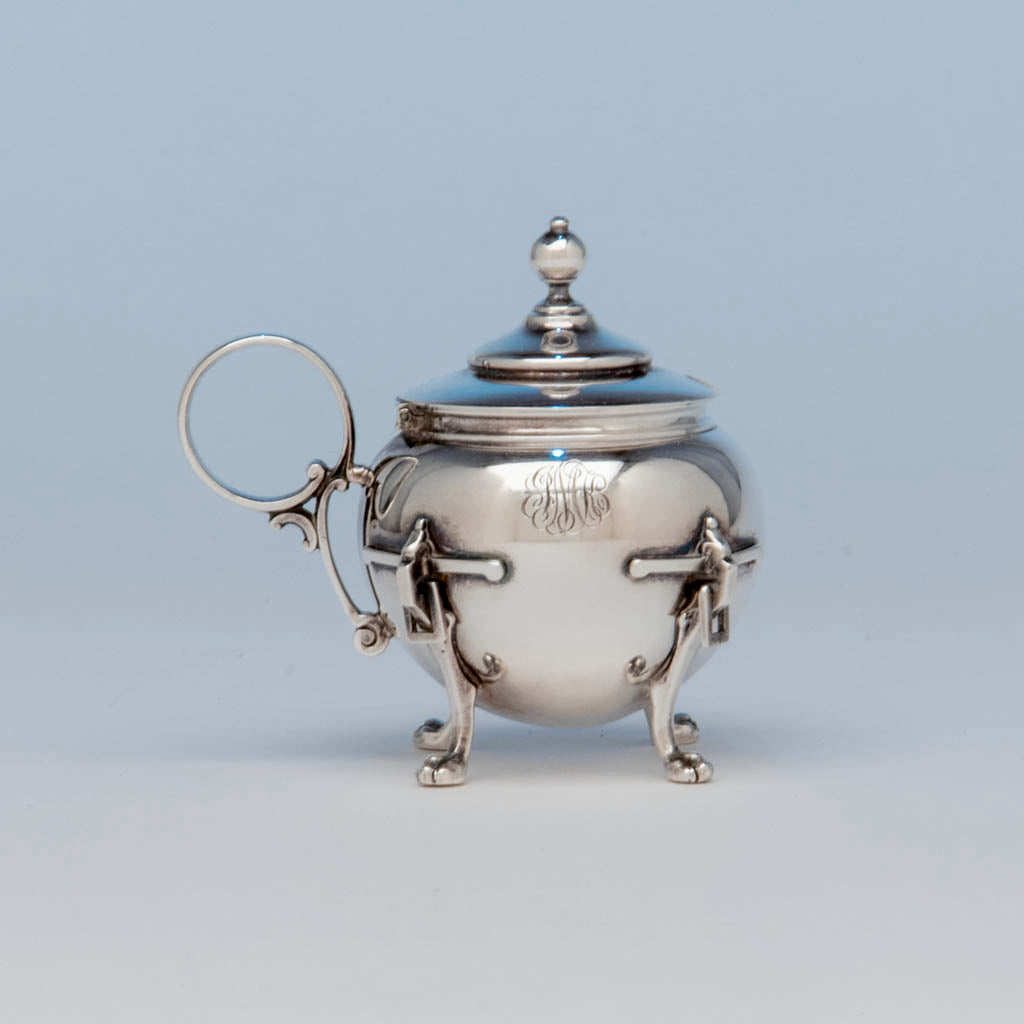 John Wendt (attr) Antique Sterling Silver Mustard Pot, NYC, c. 1870
