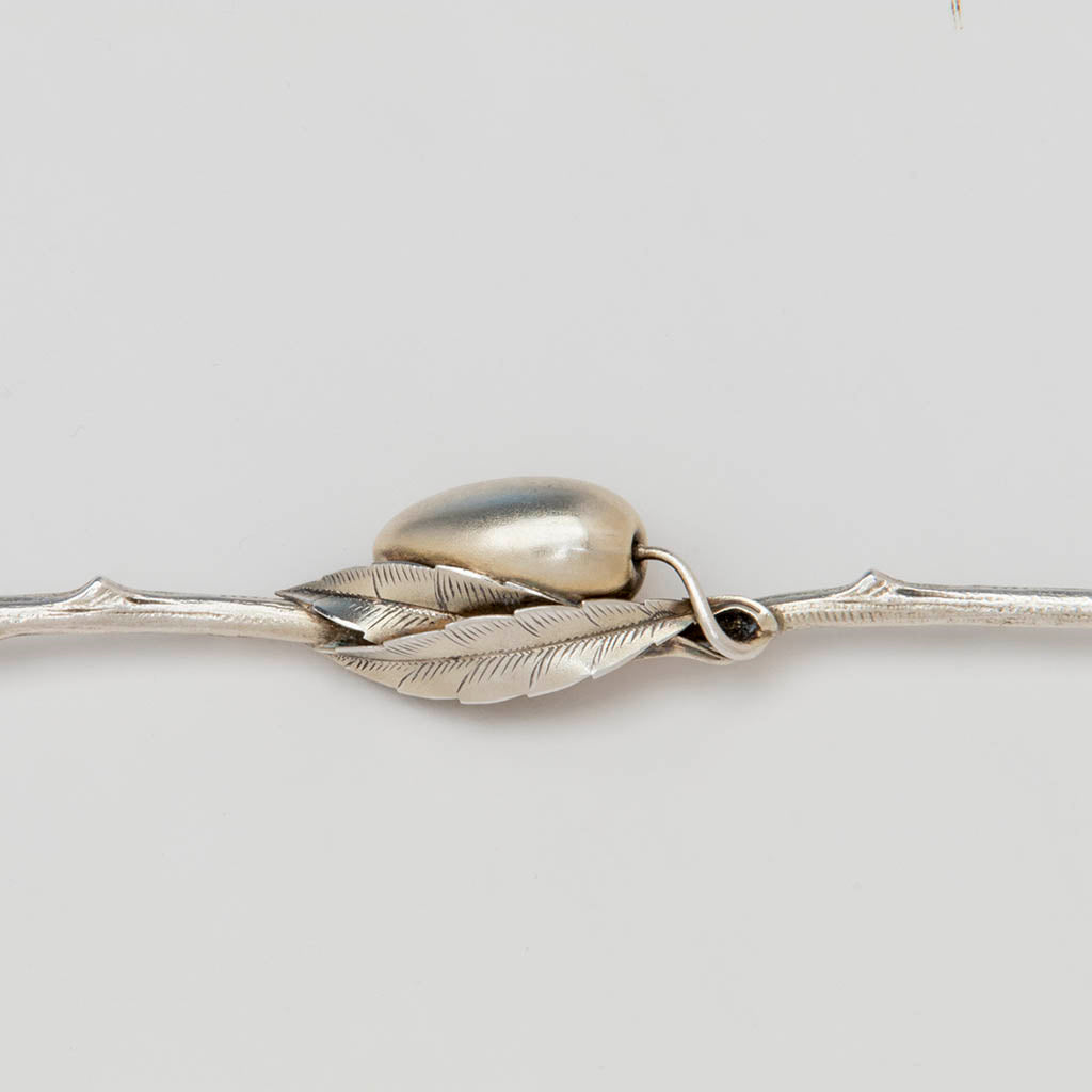 Olive on Gorham Sterling Silver Aesthetic Movement Naturalistic Olive Spoon and Spear, c. 1880&#39;s