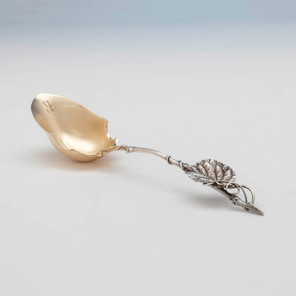 Wood and Hughes Antique Sterling Silver Aesthetic Serving Spoon, NYC, c. 1870&#39;s