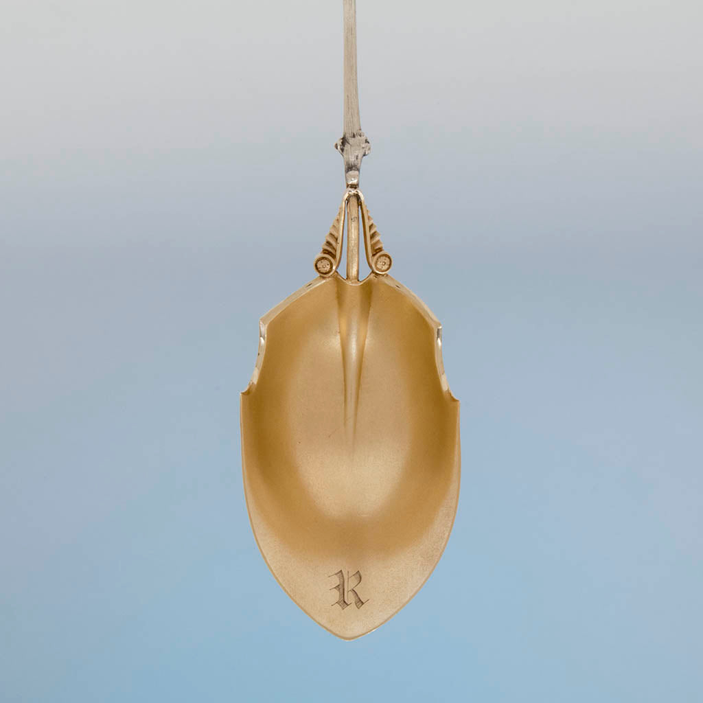 Bowl to Wood and Hughes Antique Sterling Silver Aesthetic Serving Spoon, NYC, c. 1870&#39;s