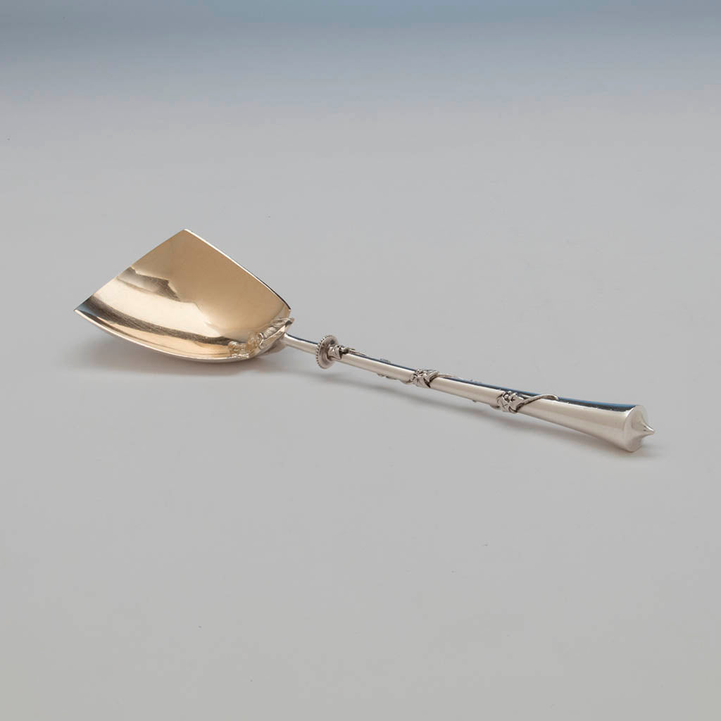 Gorham Antique Coin Silver Figural Serving Scoop, Providence, RI, c. 1867