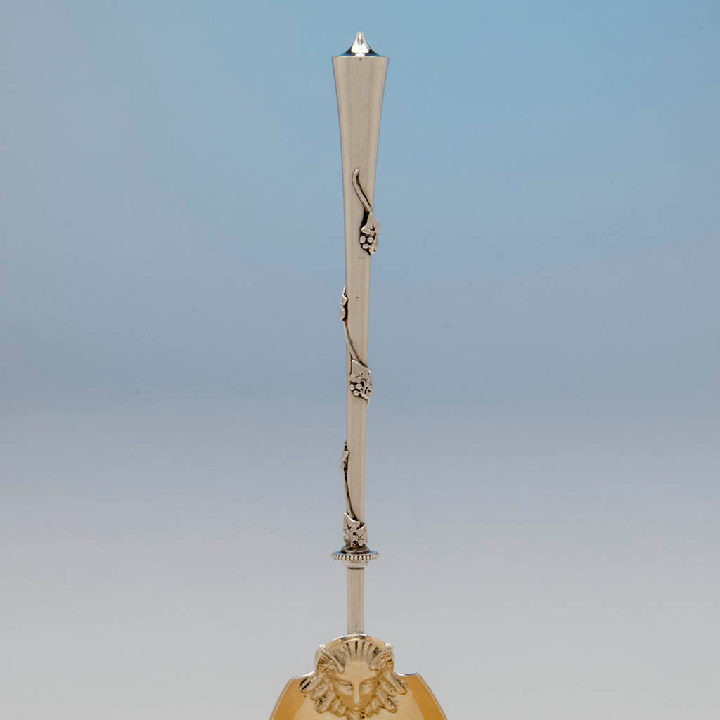 Handle to Gorham Antique Coin Silver Figural Serving Scoop, Providence, RI, c. 1867