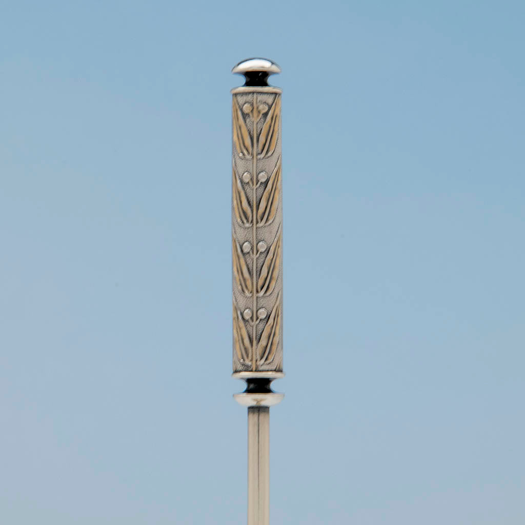 Handle detail of Gorham Antique Sterling Silver Sugar Sifter, Providence, RI, 1874