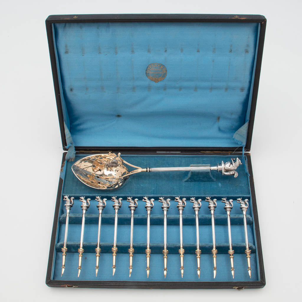 George Sharp Antique Sterling Silver Nut Set, Philadelphia, PA, late 1860&#39;s