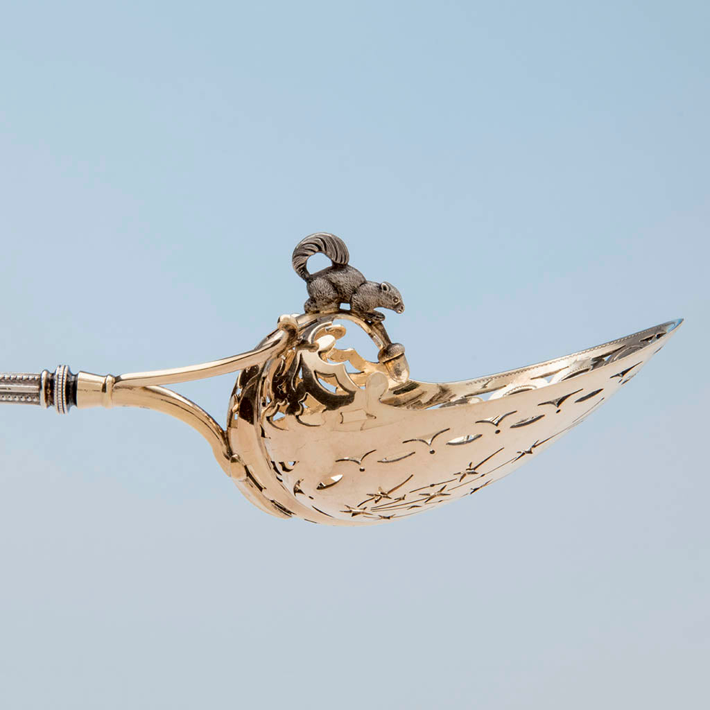 Bowl detail to George Sharp Antique Sterling Silver Nut Set, Philadelphia, PA, late 1860&#39;s