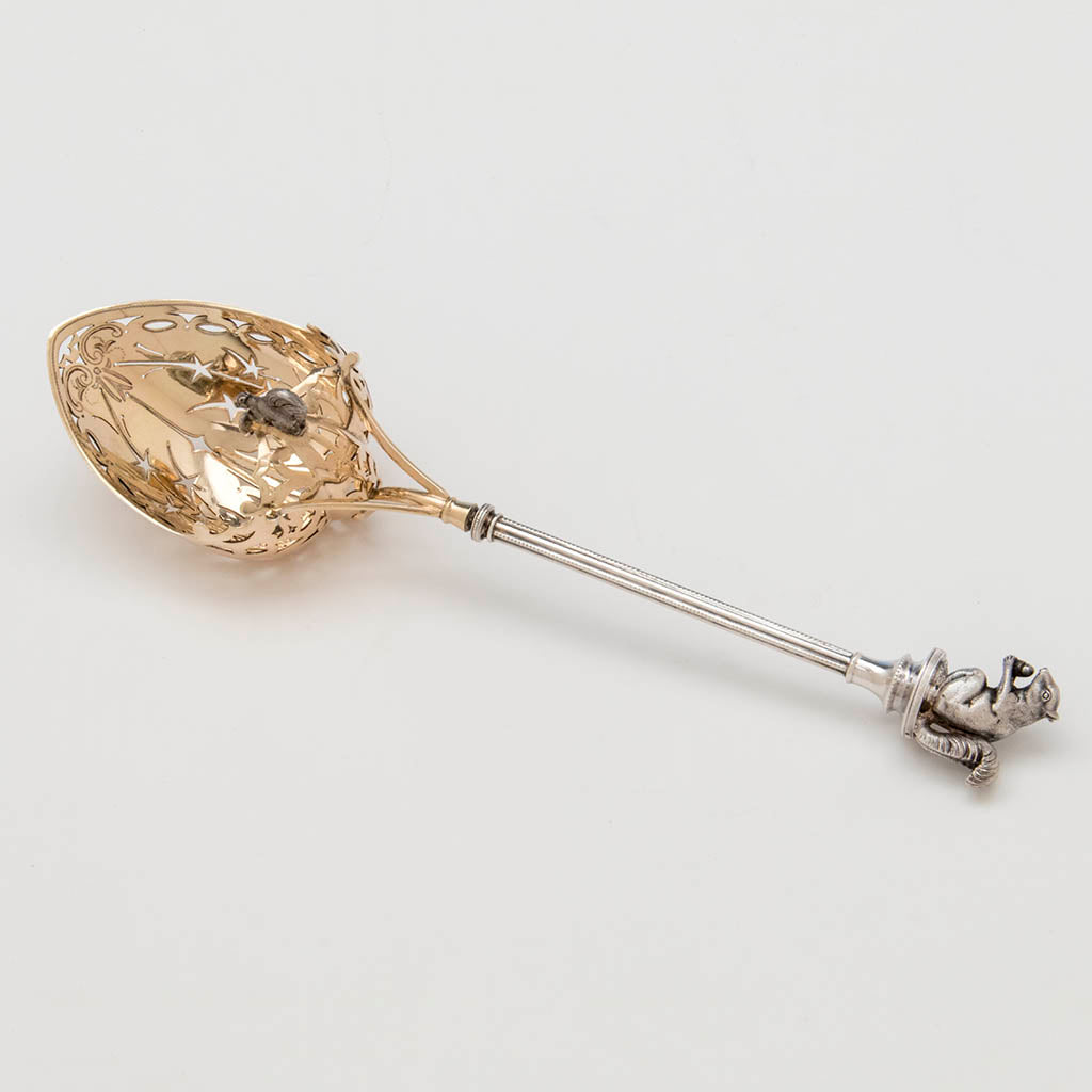 Serving scoop of George Sharp Antique Sterling Silver Nut Set, Philadelphia, PA, late 1860&#39;s