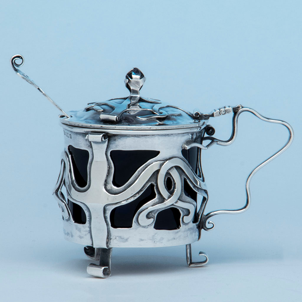 E. Baker and Son Art Nouveau Sterling Silver Mustard Pot, Birmingham, England, 1902/03