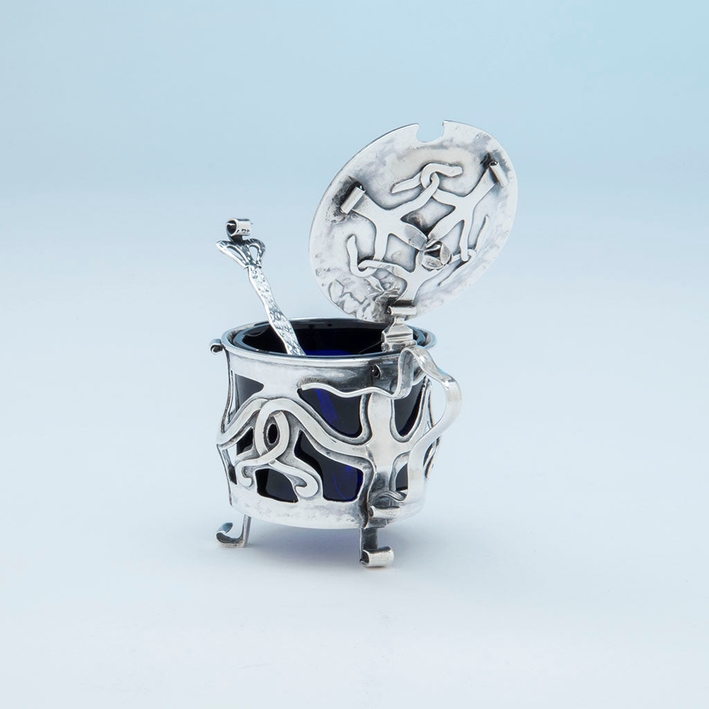 cover to E. Baker and Son Art Nouveau Sterling Silver Mustard Pot, Birmingham, England, 1902/03