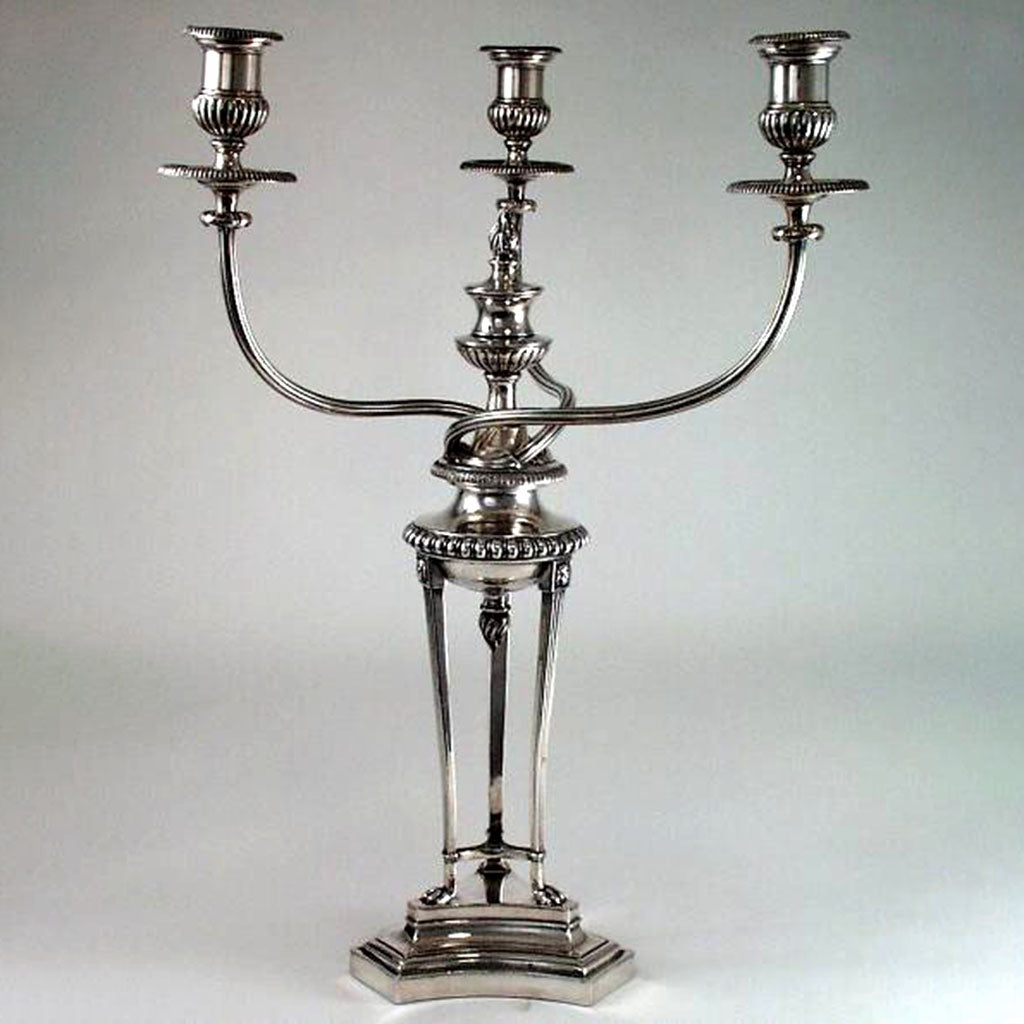 One of the Important Pair of Antique Sheffield  Adamesque Candelabra, by Matthew Boulton, Birmingham, c. 1780-1805