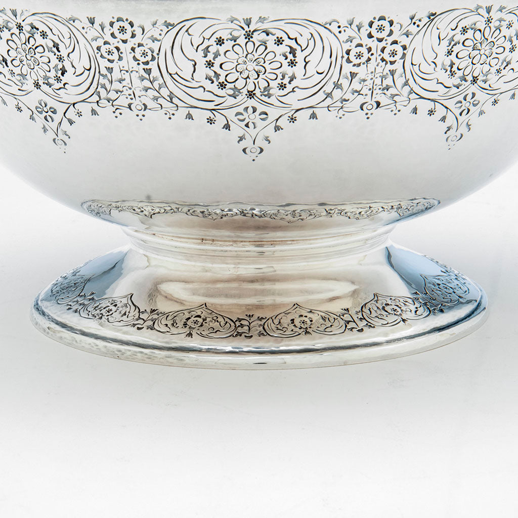 Foot detail of Karl Leinonen/ Mary Knight Sterling Fruit or Punch Bowl with Undertray, Boston, c. 1907