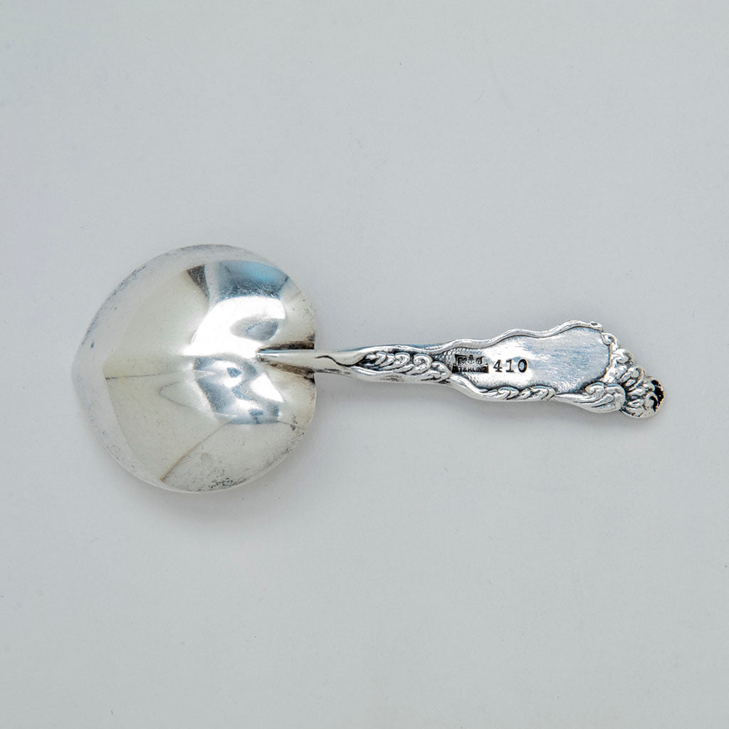 Back of Gorham &#39;Hizen&#39; Antique Sterling Silver Tea Caddy Spoon, Providence, RI, c. 1880