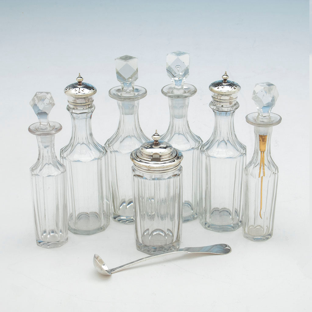 Bottles to Vincent Laforme (attr.) Jones, Ball &amp; Poor Coin Silver Cruet Set, Boston, MA, 1848-51