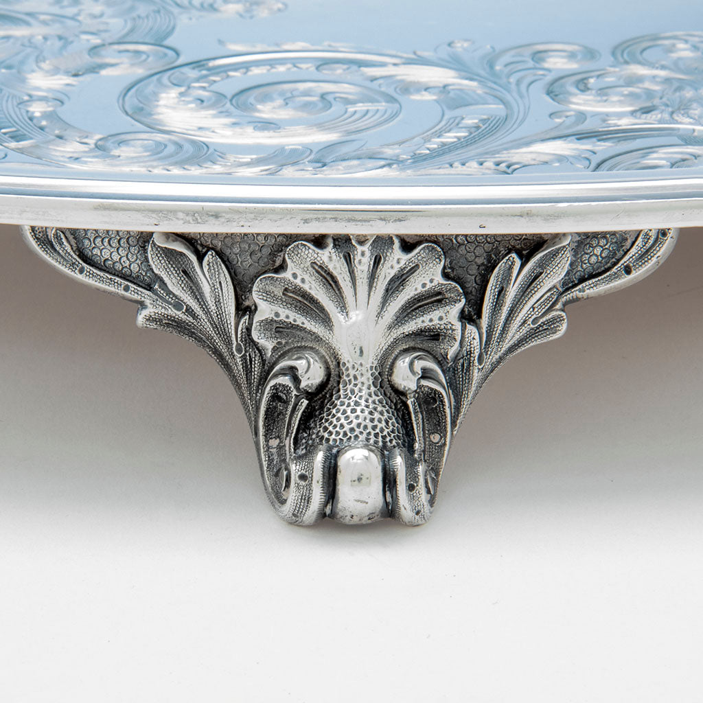Tray foot on Newell Harding (attr) Coin Silver Presentation Set retailed by Bailey, Kettell &amp; Chapman, Boston, 1857