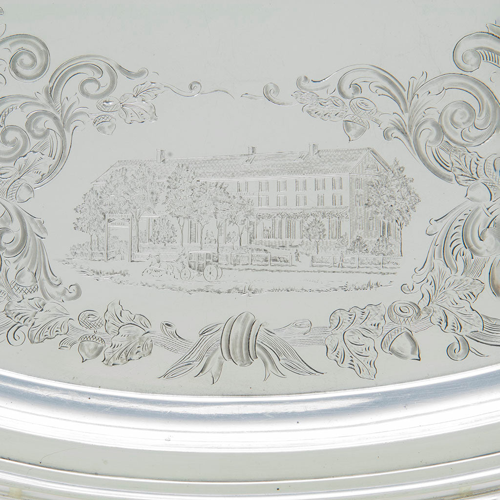 Russell House on Newell Harding (attr) Coin Silver Presentation Set retailed by Bailey, Kettell &amp; Chapman, Boston, 1857