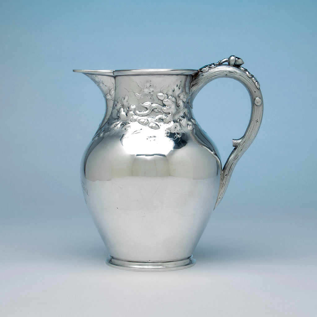 Pitcher to Newell Harding (attr) Coin Silver Presentation Set retailed by Bailey, Kettell &amp; Chapman, Boston, 1857
