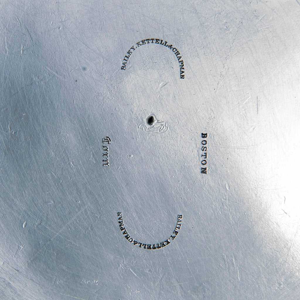 Tray marks of Newell Harding (attr) Coin Silver Presentation Set retailed by Bailey, Kettell &amp; Chapman, Boston, 1857