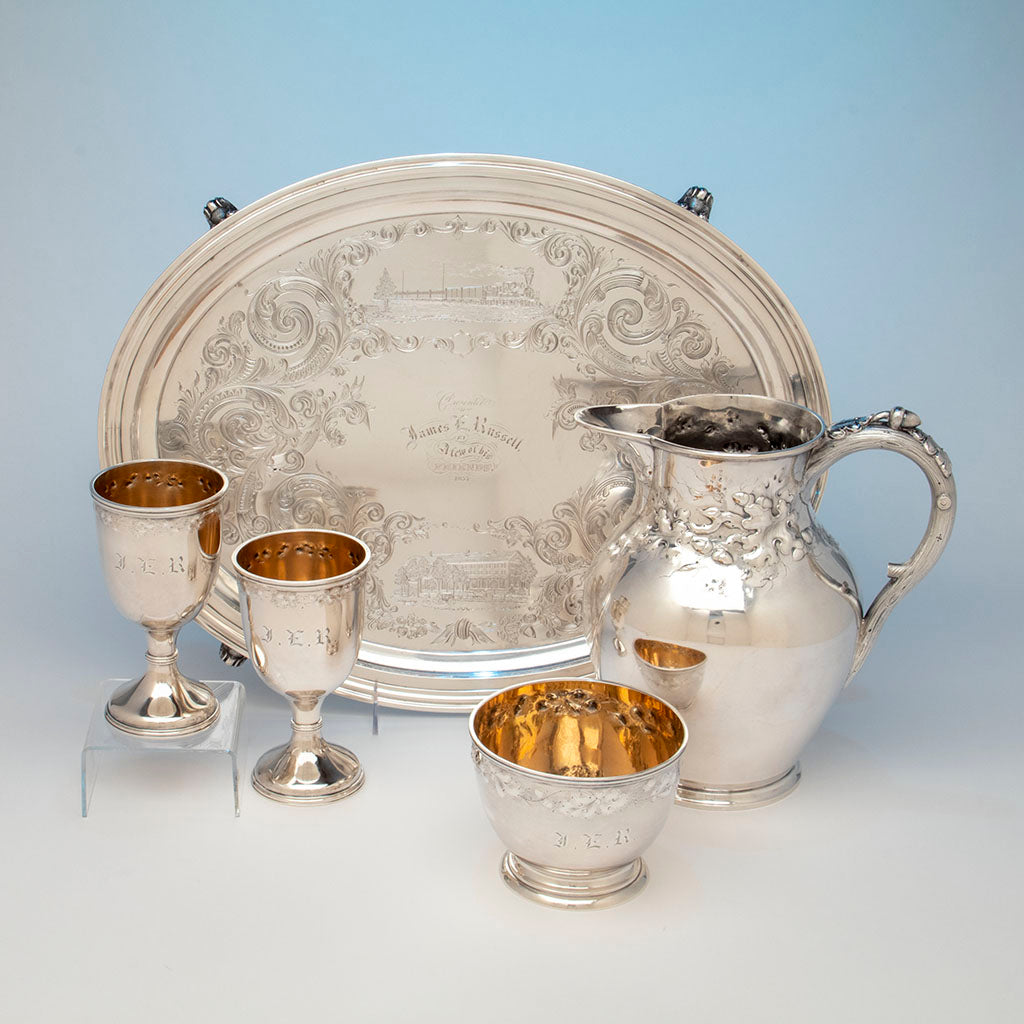 Newell Harding &amp; Co. (attr.) Coin Silver Presentation Set retailed by Bailey, Kettell &amp; Chapman, Boston, 1857