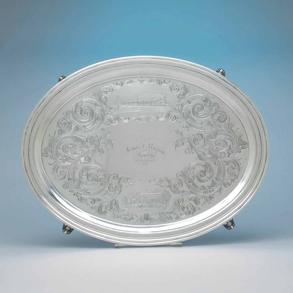 Tray to Newell Harding (attr) Coin Silver Presentation Set retailed by Bailey, Kettell &amp; Chapman, Boston, 1857